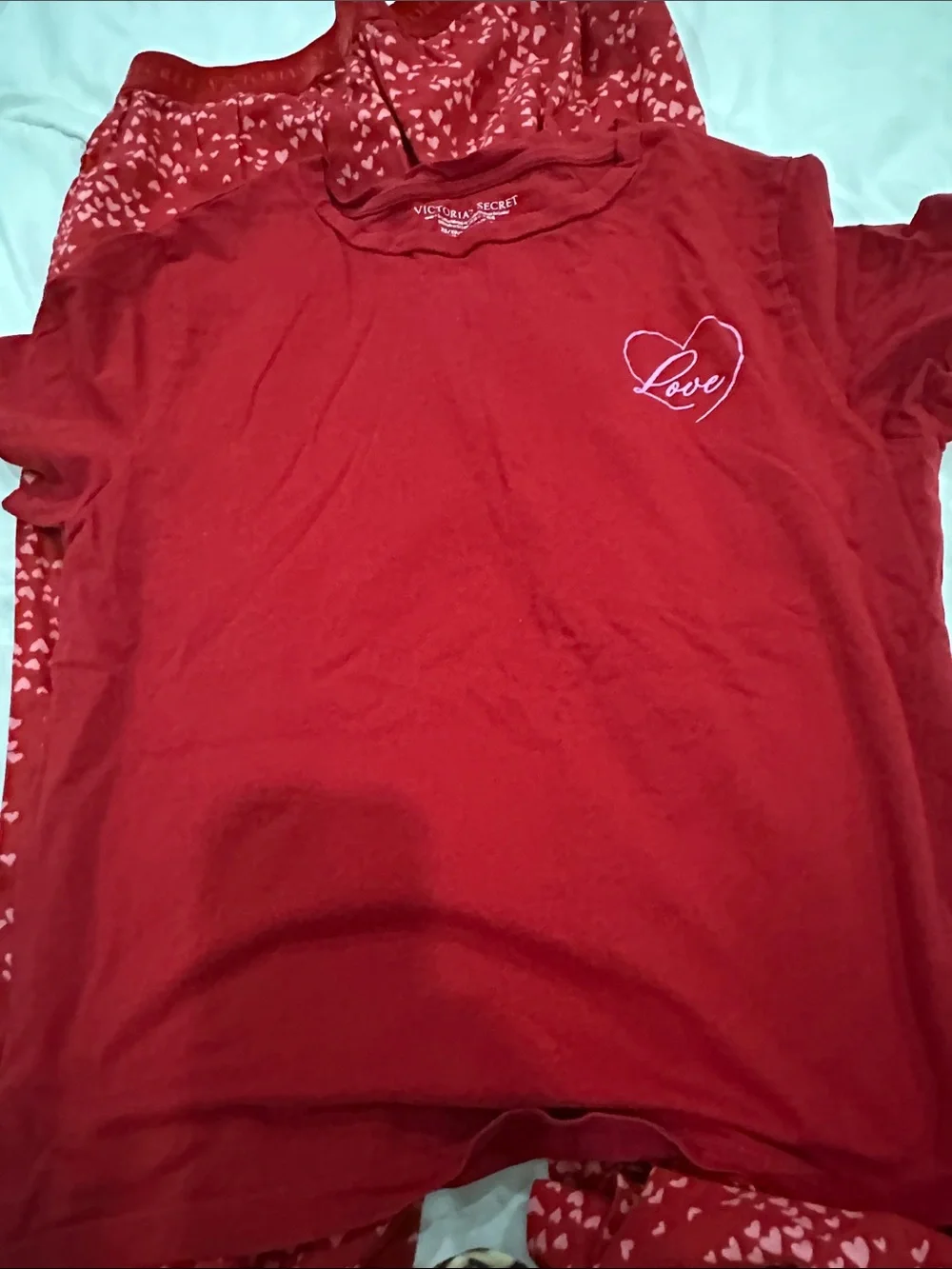 Victoria's Secret Red Heart 'Love' Girls Pajama Set